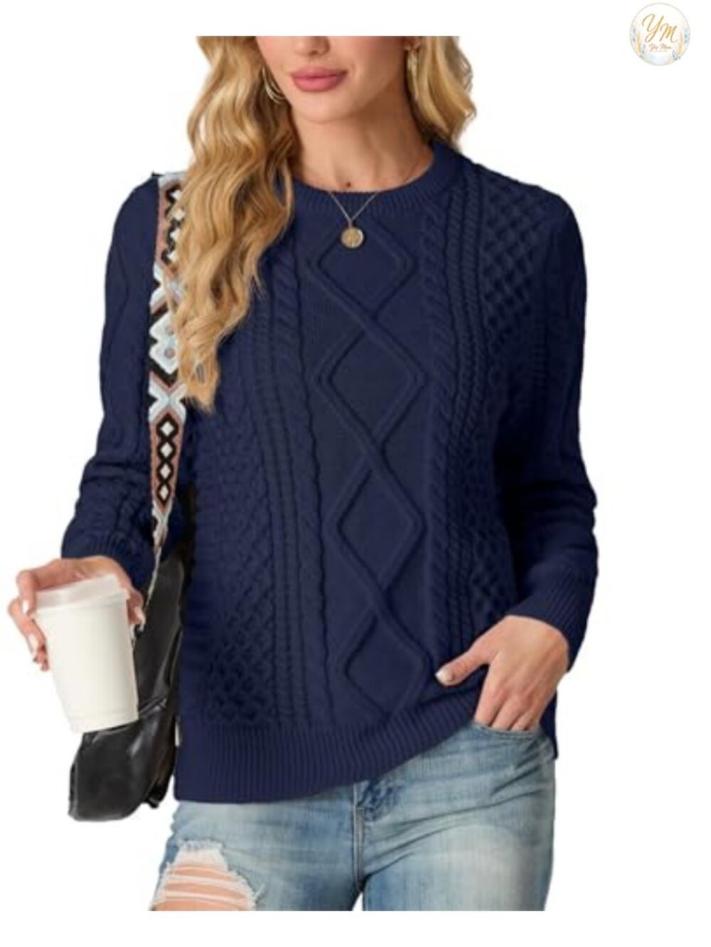 Womens Crewneck Pullover Sweater Long Sleeve Ribbed Knit Casual
